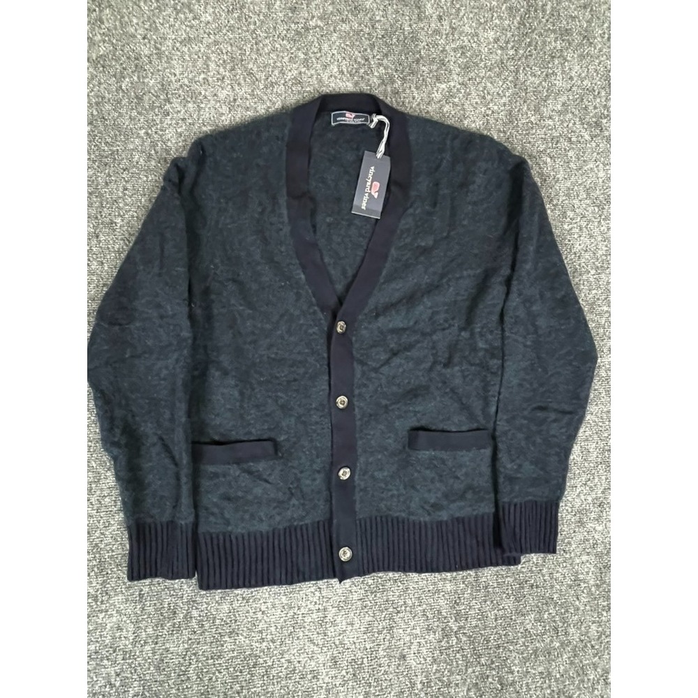 NWT Vineyard Vines Nautical Navy Mens V Neck CArdigan Sweater Alpaca Wool Size M